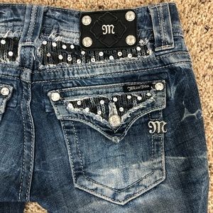 MISS ME BOOT CUT DISTRESSED RHINESTONES SIZE 29